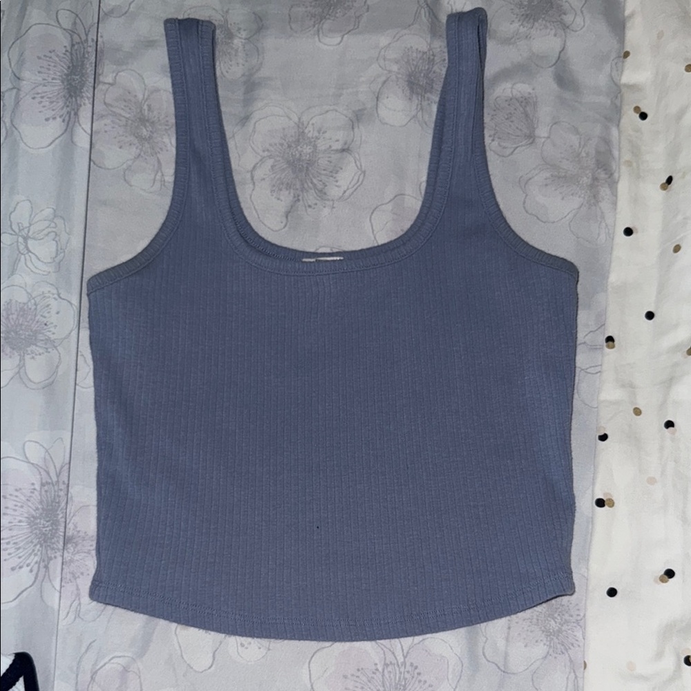 Women's Blue Ribbed Tank Top
